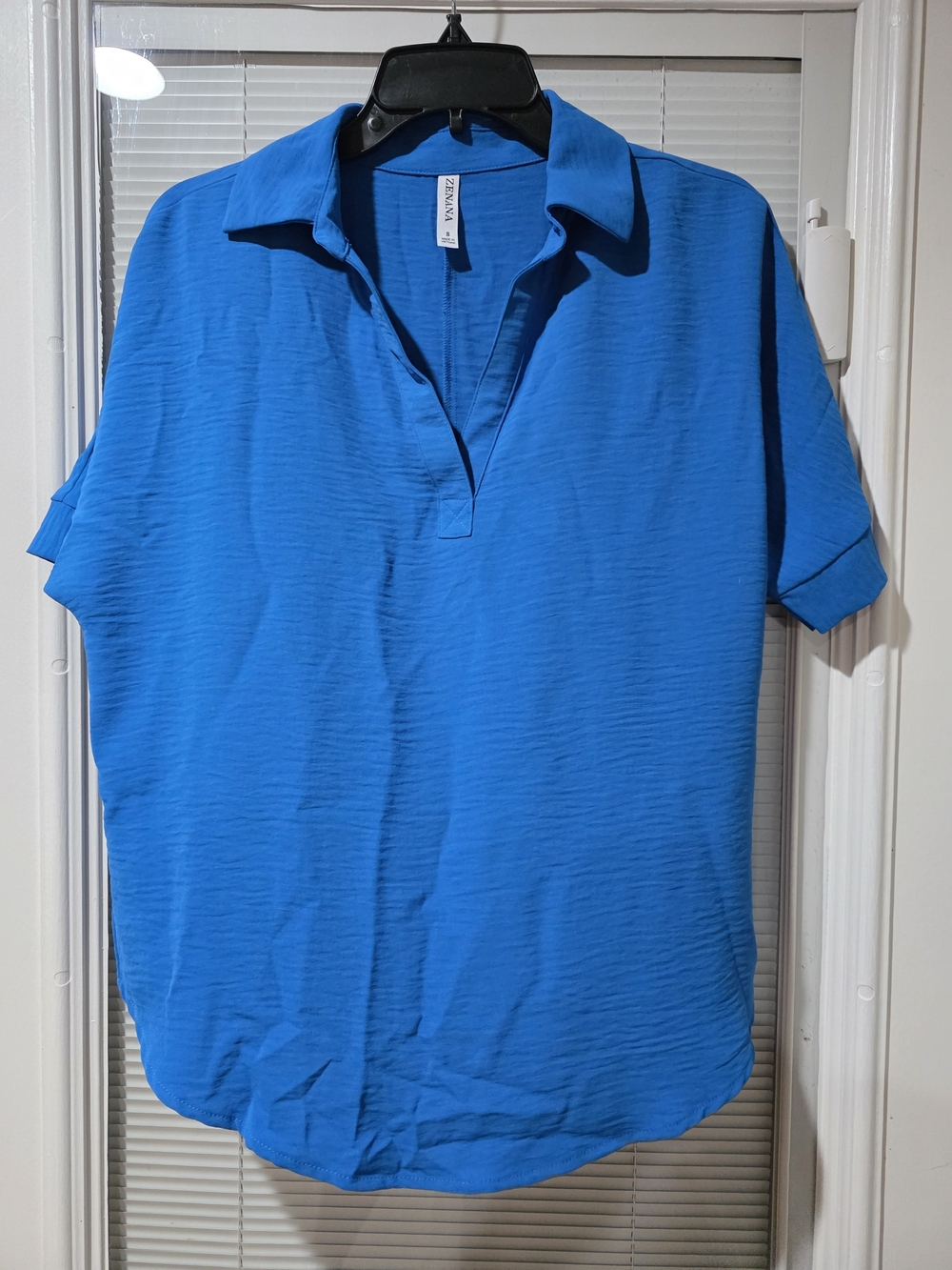 Zenana Outfitters Women's Bright Blue Polo Blouse